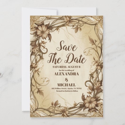 Foto Art Nouveau Save The Date (Vorderseite)