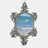 Foto Atlantikurlaub Schneeflocken Zinn-Ornament (Links)