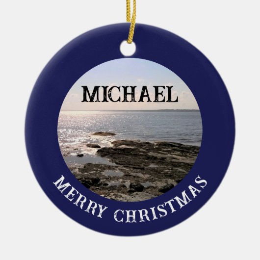 Foto Atlantischer Ozean - Name für Navy Blue Keramik Ornament (Vorne)