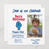 Foto auf 4-jährige Junge Party Einladung (Vorne/Hinten)