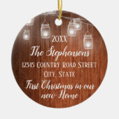 Foto auf Back First Christmas in unserem neuen Zuh Keramik Ornament (Vorne)