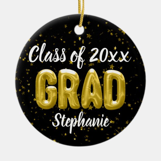 Foto auf Back Gold Balloons Senior Abschluss Keramik Ornament (Vorne)