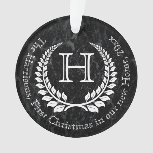 Foto auf Back Mit Monogramm Letter First Christmas Ornament (Vorderseite)