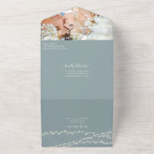 Foto auf der Rückseite Grüne Monogramm und Kränz All In One Einladung (Außenbereich)