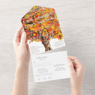 Foto auf der rustikalen Hochzeit des Orangen Ahorn All In One Einladung