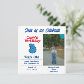 Foto auf Drei-Jahres-Party Einladung (Stehend Vorderseite)