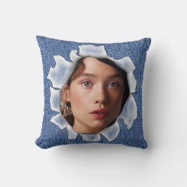 Foto auf einem Denim-Kissen Kissen