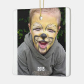 Foto aus blauem und braunem Frosch Keramikornament (Links)