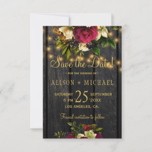 Foto aus Bordeaux-Holz Save the Date Hochzeit