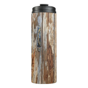 Foto aus braunem Holz Thermosbecher
