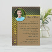 Foto aus braunem und grünem Streifen - Einladung (Stehend Vorderseite)