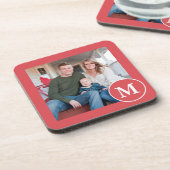 Foto aus festem Rot und Weiß Getränkeuntersetzer (Linke Seite)