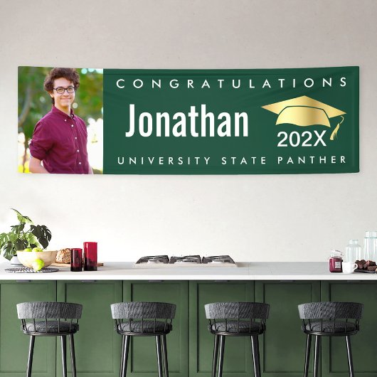 Foto aus grünem Abschluss Banner