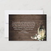 Foto aus Holz und Weißrosen Dankeskarte (Rückseite)