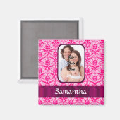 Foto aus rosa Damast Magnet (Vorderseite/Rückseite)
