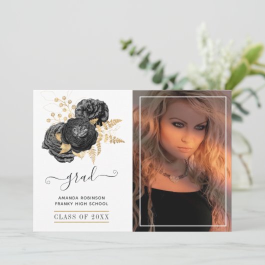 Foto aus schwarzem Abschluss Ankündigung (Stehend Vorderseite)