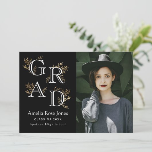 Foto aus schwarzem und weißem Abschluss Ankündigung (Stehend Vorderseite)