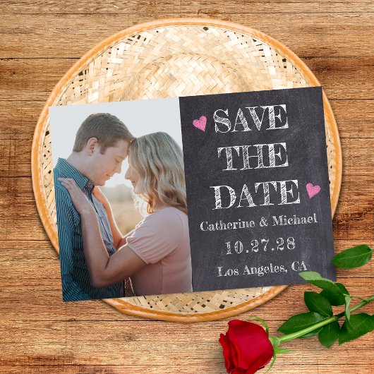 Foto aus schwarzem und weißem Chalon Save The Date