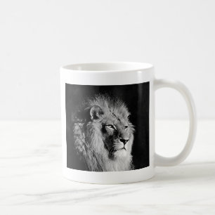 Foto aus schwarzem und weißem Lion Kaffeetasse