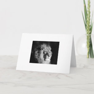Foto aus schwarzem und weißem Lion Karte