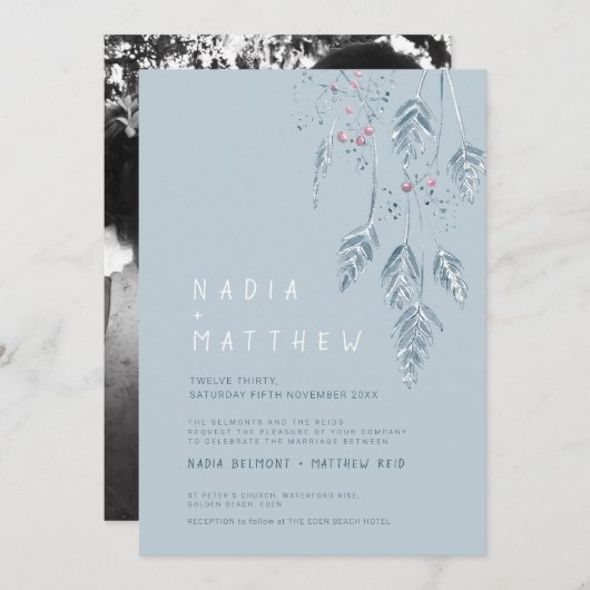 Foto aus weichem Gras und Beeren Einladung (Vorne/Hinten)