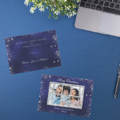 Foto aus Weihnachtsblauen Glitzer Mitteilungskarte