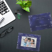 Foto aus Weihnachtsblauen Glitzer Mitteilungskarte