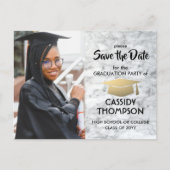 Foto aus weißem Marmor und Gold-Abschluss Save the Postkarte (Vorderseite)