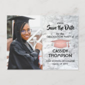 Foto aus weißem Marmor und rosa Abschluss Save the Postkarte (Vorderseite)