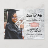 Foto aus weißem Marmor und rosa Abschluss Save the Postkarte (Vorderseite)