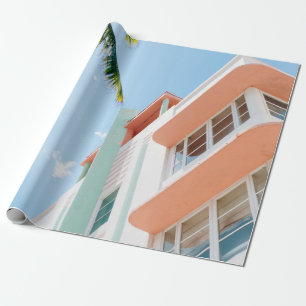 Foto aus weißem und orangefarbenem Beton Geschenkpapier