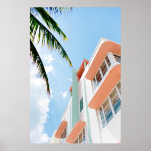 Foto aus weißem und orangefarbenem Beton Poster