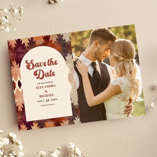 Foto Aztec Tribal Brown Ethnic Western Wedding Save The Date
