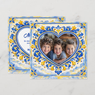 💙 Foto-Azulejo-Herz-Dankeschön-Kachel Dankeskarte