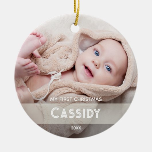 Foto Baby 1. Weihnachten Keramik Ornament (Vorne)