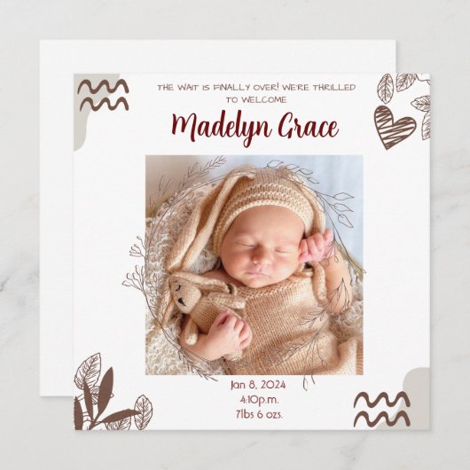 FOTO BABY ANKÜNDIGUNG - ZOLLBAR (Vorne/Hinten)