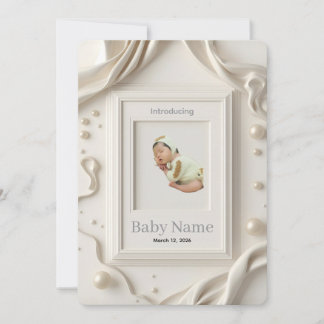 Foto-Baby-Ankündigungskarte | Minimal Neutral Neu Feiertagskarte