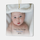 Foto Baby Boy Blue Baby's First Christmas Keramikornament (Links)