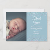 Foto Baby Boy Skript Vielen Dank Liebe Herz Birth Ankündigung (Vorderseite)