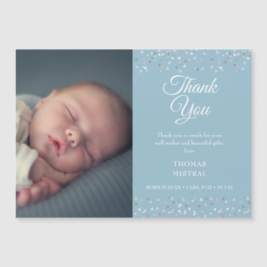 Foto Baby Boy Vielen Dank für die Geburtserklärung Magnetkarte (Vorderseite)