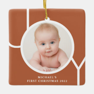 Foto Baby erstes Weihnachten Rust Foto Keramikornament