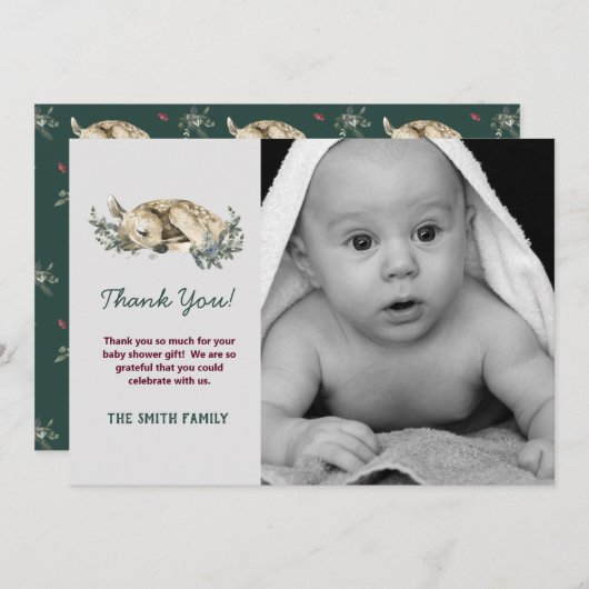 Foto Baby Es ist kalt draußen Winter Baby Dusche Dankeskarte (Vorne/Hinten)