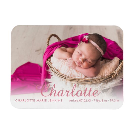 Foto Baby Girl Geburtshinweis Magnet (Horizontal)