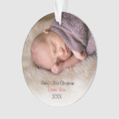 Foto Baby Girl Pink Babys Erste Weihnachten Ornament (Vorderseite)