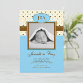 Foto-Baby-Jungen-Geburts-Mitteilung Einladung (Stehend Vorderseite)