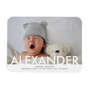 Foto Baby Jungen Name Geburtsanzeige Magnet