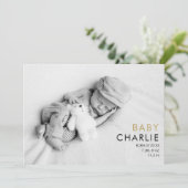 Foto Baby Moderne Gold Liebe Herzlich willkommen i Karte (Stehend Vorderseite)