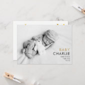 Foto Baby Moderne Gold Liebe Herzlich willkommen i Karte (Vorderseite/Rückseite Beispiel)