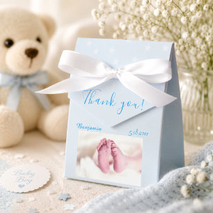 Foto-Baby-Shower-Party Blau Geschenkschachtel