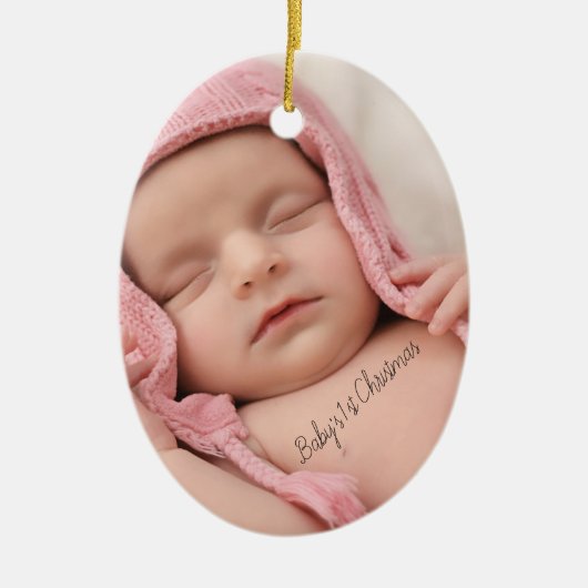 Foto Baby's 1. Weihnachtsdekoration Keramik Keramik Ornament (Vorne)
